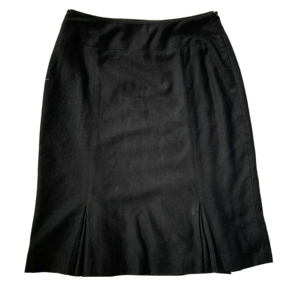 Banana Republic Skirt Sz 6 Stretch Pencil Black Pleated Knee Length Career Work - Picture 1 of 9